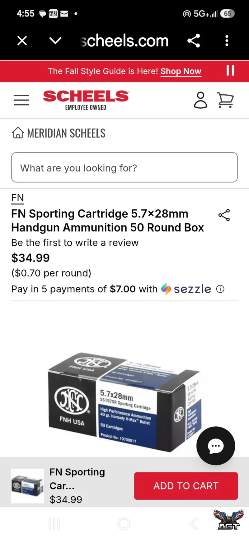 450 rounds of 5.7 ammo. For 280 thats 50 cheaper than retail. Details below