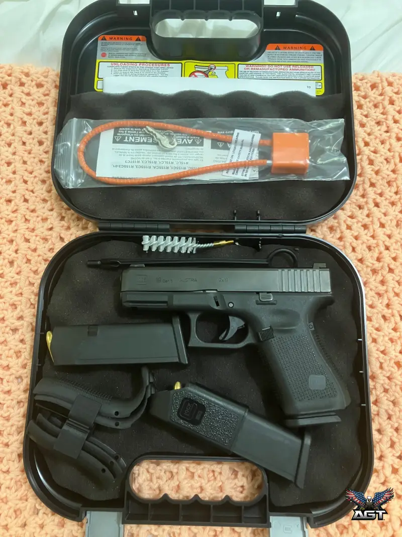 Glock Gen5 Model 19 9mm with night sites, 3 mags and all Glock stuff in box.