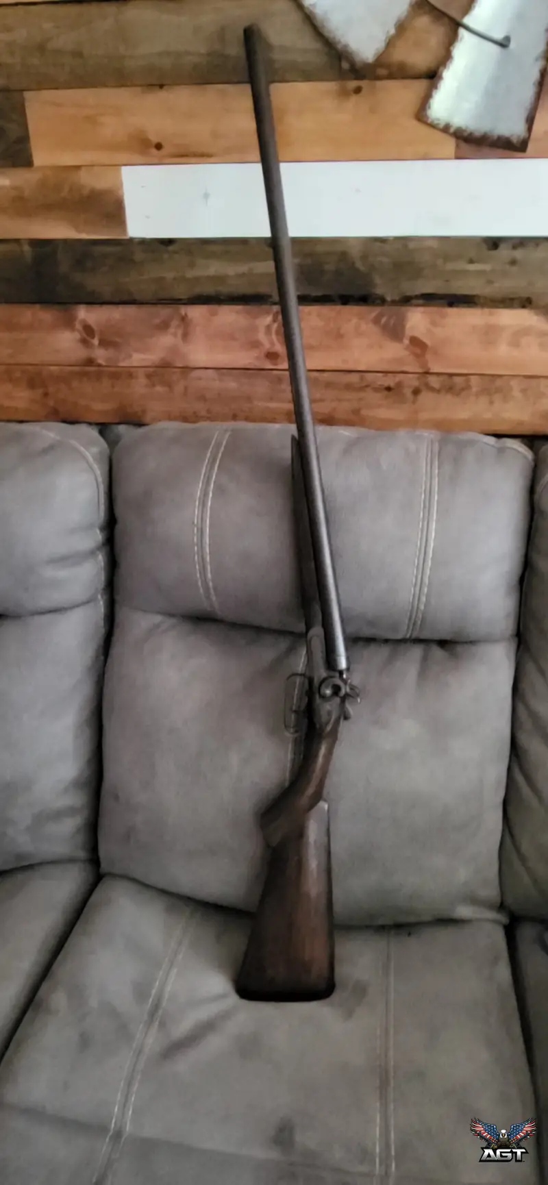 Used · Double barrel wall hanger · 12 Gauge · Wm. Moore and Co. · Mechanicsburg, IL · photo 2 of 3