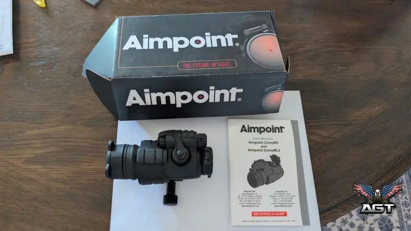 Like-New Aimpoint CompML3 2 MOA Red Dot – Original Box, Mount, & 6 Batteries